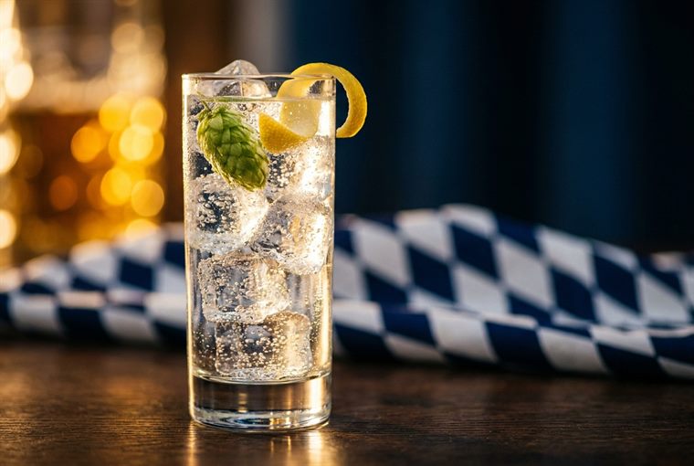 Der Hopfen-Krug: Hopfen Gin & Tonic mit Hopfendolde und Zitronenzeste